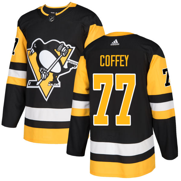 Adidas Penguins #77 Paul Coffey Black Home Authentic Stitched NHL Jersey - Click Image to Close